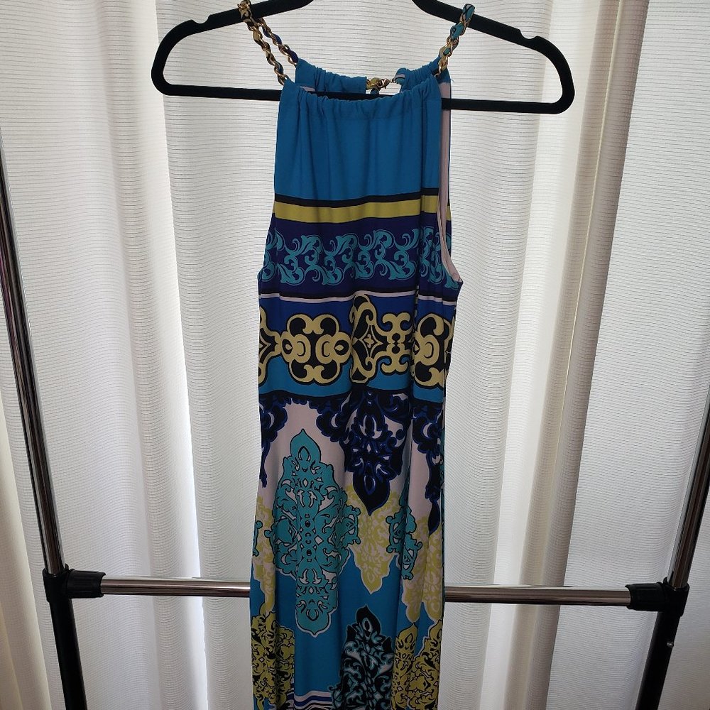 Cache Colorful Knee Length Dress! Chain Clasp- Sm